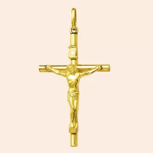 Pingente Cruz Palito com Cristo Ouro 18K