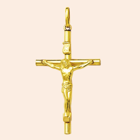 Pingente Cruz Palito com Cristo Ouro 18K