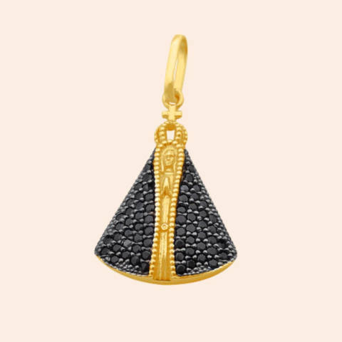 Pingente Nossa Senhora Aparecida com Manto Azul de Zircônia