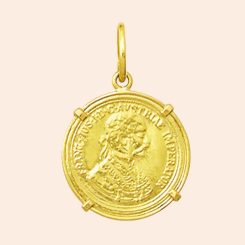 Pingente Moeda Antiga Ouro 18K