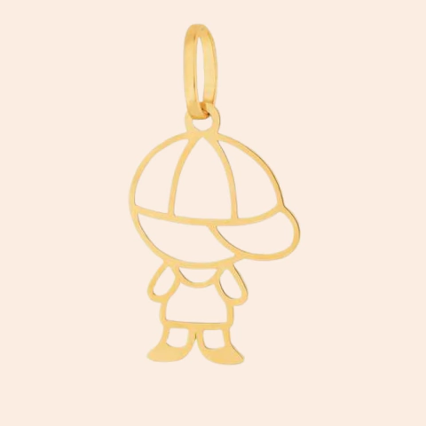 Pingente de Menino Vazado Ouro Amarelo 18K