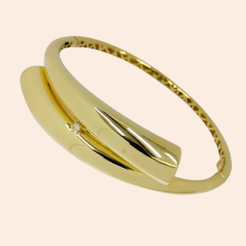 Bracelete com 1 Pedra de Brilhante Ouro Amarelo 18K