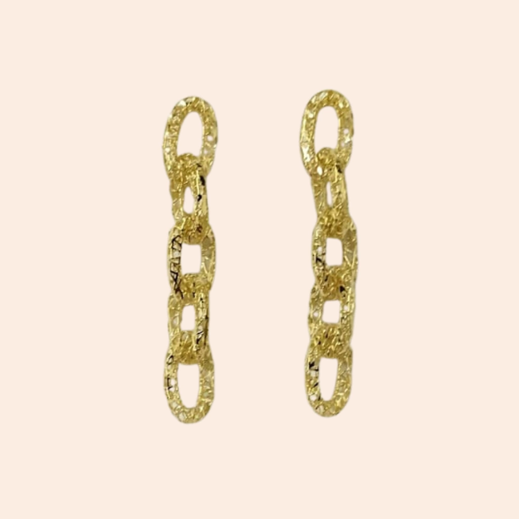 Brinco de Elos Diamantados Ouro Amarelo 18K