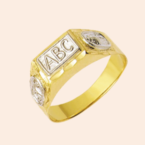 Anel ABC Ouro Amarelo e Ouro Branco 18K