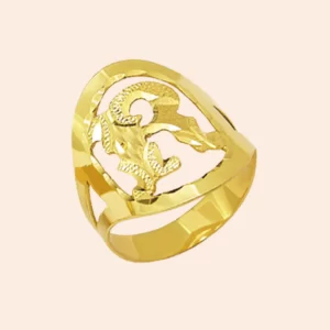 Anel de Letra Vazado Letra R ,Ouro 18K