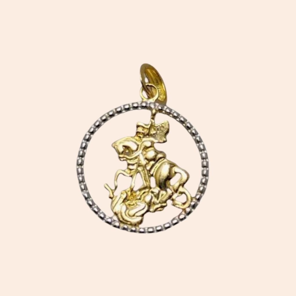 Pingente São Jorge Ouro Amarelo e Branco 18K