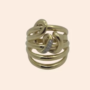 Anel Vazado com Detalhe em Brilhante Ouro Amarelo 18K