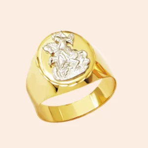 Anel São Jorge Forrado Ouro Amarelo e Branco 18K