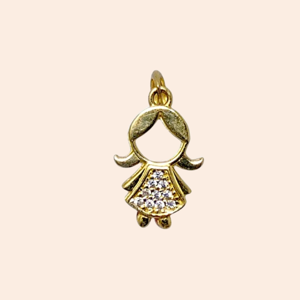 Pingente Menina com Zircônia Ouro Amarelo 18K