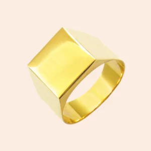 Anel Quadrado Forrado Ouro Amarelo 18K