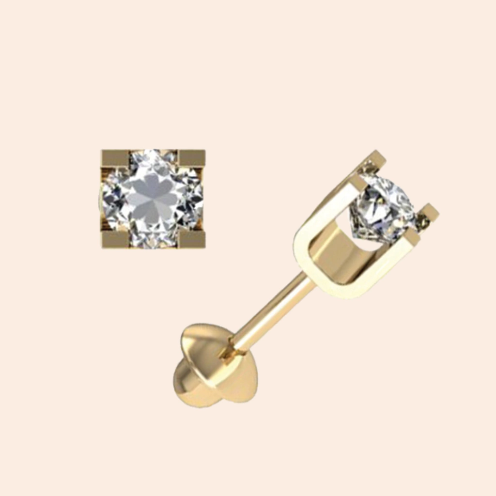 Brinco Baby com Zircônia Ouro Amarelo 18K