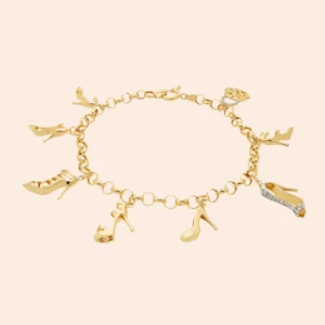 Pulseira Elo Português com Pingente de Sapatos Ouro Amarelo 18K