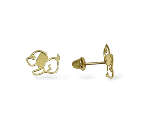 Brinco Baby Cachorro Vazado Ouro Amarelo 18K