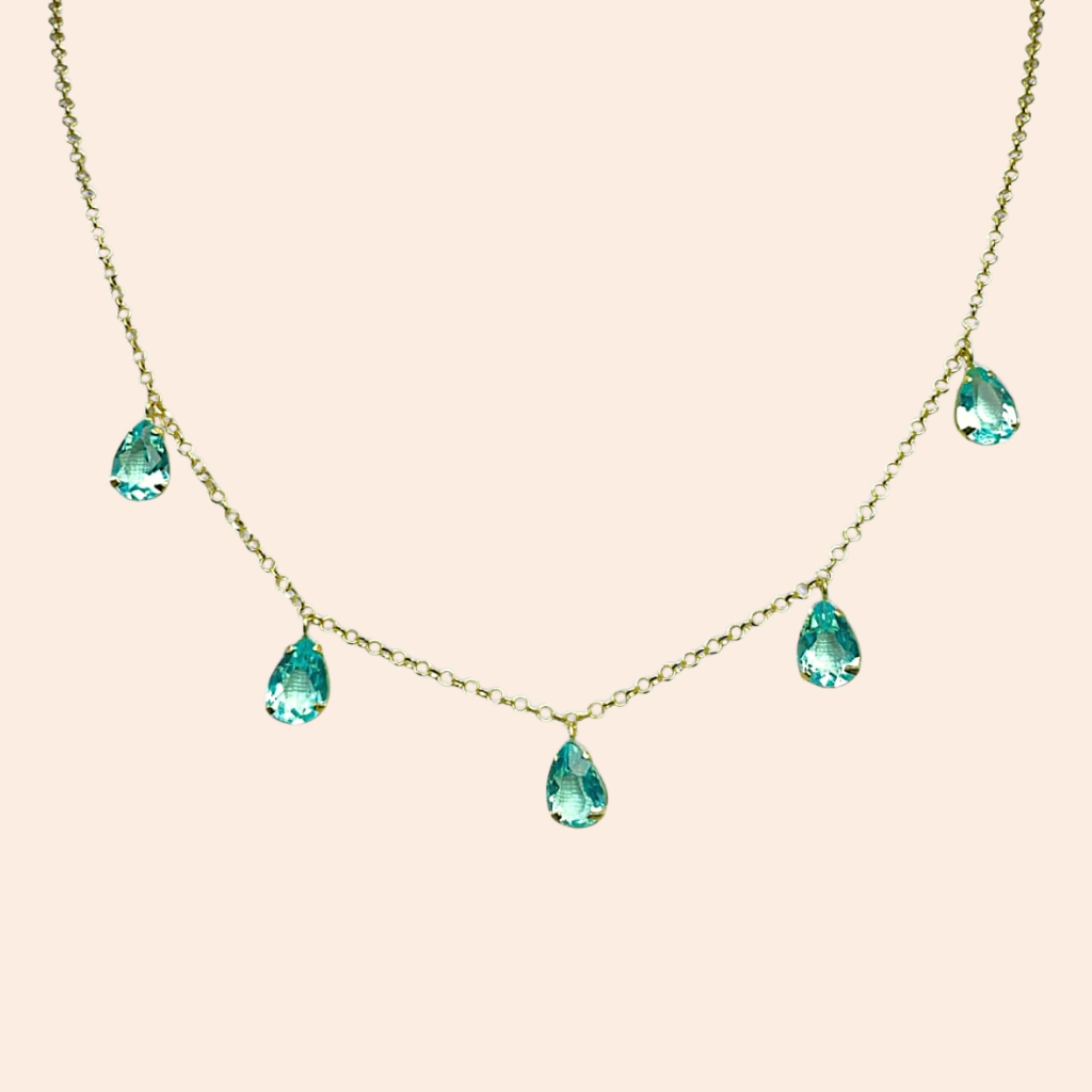 Gargantilha Gotas Penduradas Rosa