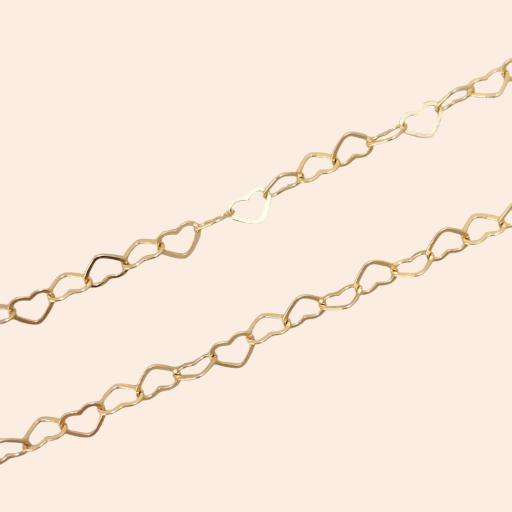 Corrente Elo de Coração Ouro Amarelo 18K
