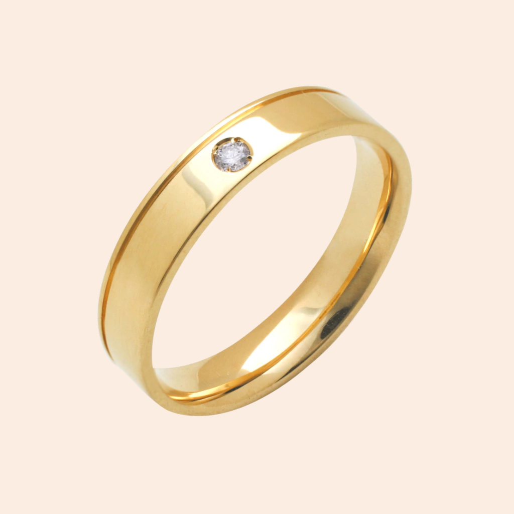 Aliança Clássica Linha em Ouro 18k Amarelo