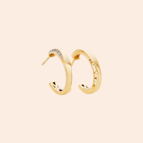 Brinco de Meia Argola com Detalhe em Brilhante Ouro Amarelo 18K