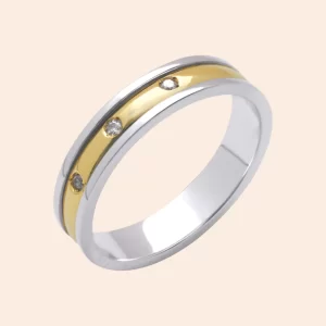 Aliança Stronger Together em Ouro 18k Amarelo e Branco