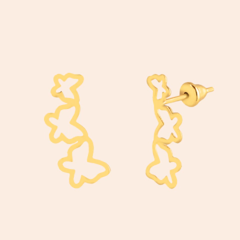 Brinco açude de Borboleta Ouro Amarelo 18K