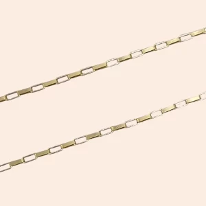 Corrente Elo Retangular Aberto Ouro Amarelo 18K