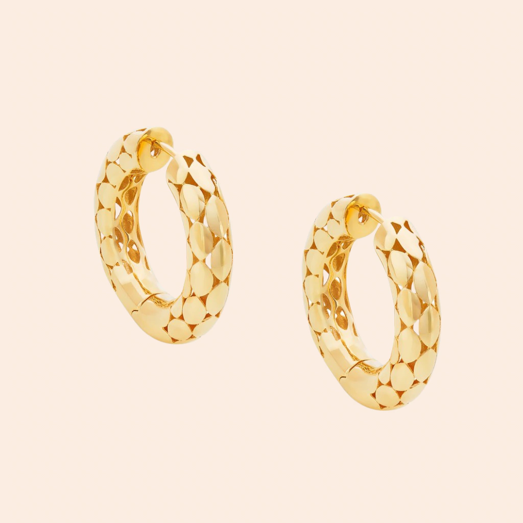 Brinco de Argola Click Vazada Ouro Amarelo 18K