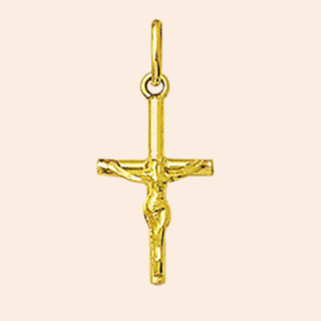 Pingente Cruz Palito com Cristo Ouro 18K