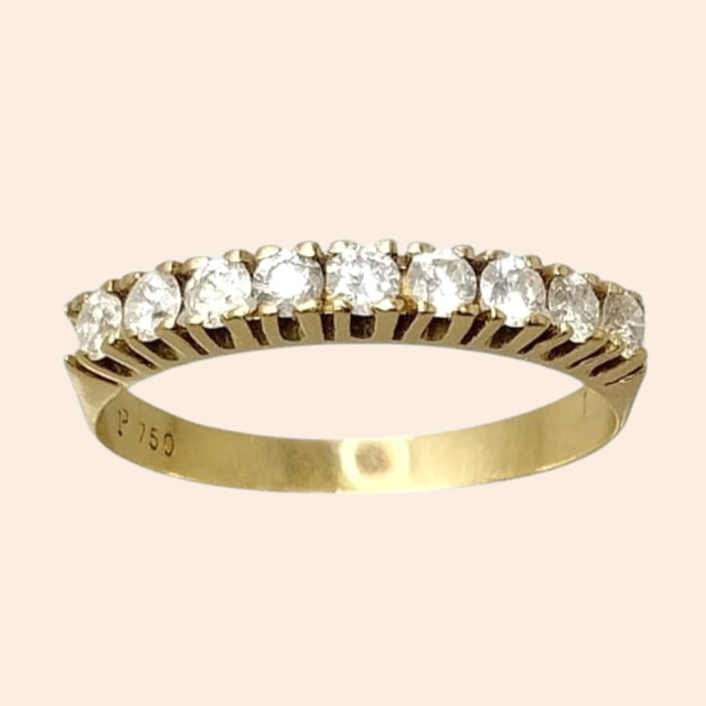 Meia Aliança com Brilhante Ouro Amarelo 18K