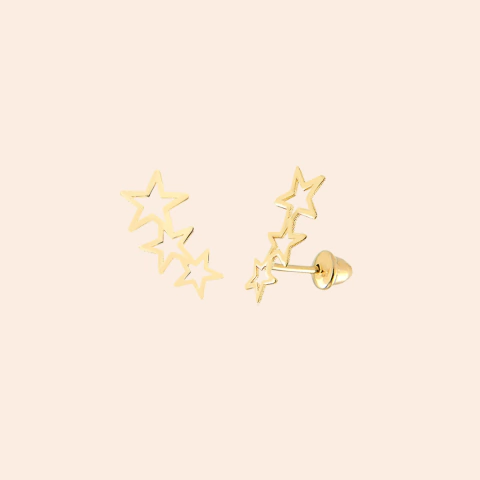 Brinco Ear Cuff com 3 Estrelas
