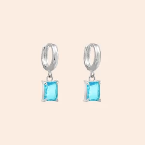 Brinco Acqua em Prata com Pedra Azul