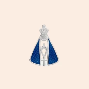 Pingente Nossa Senhora Aparecida Manto Azul Prata