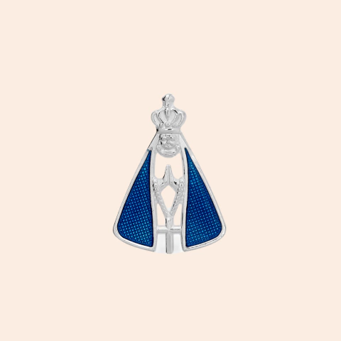 Pingente Nossa Senhora Aparecida Manto Azul Prata