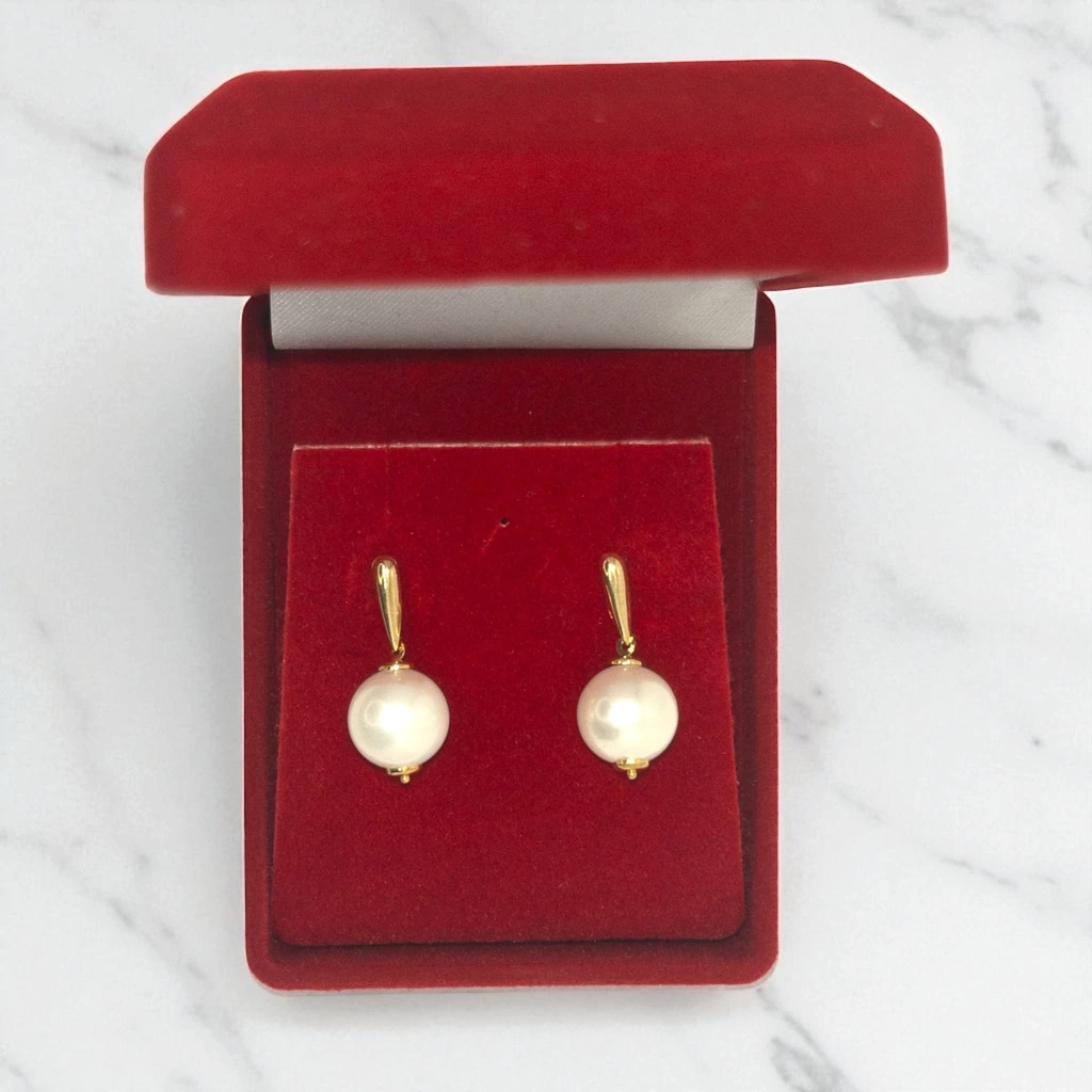 Brinco de Pérola Reflexo do Mar Ouro 18k