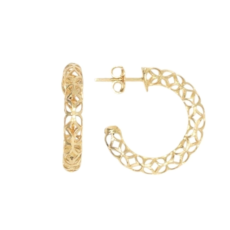 Brinco Argola Trama em Ouro 18k