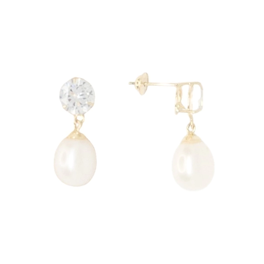 Brinco em Ouro 18k com Zircônia e Pérola