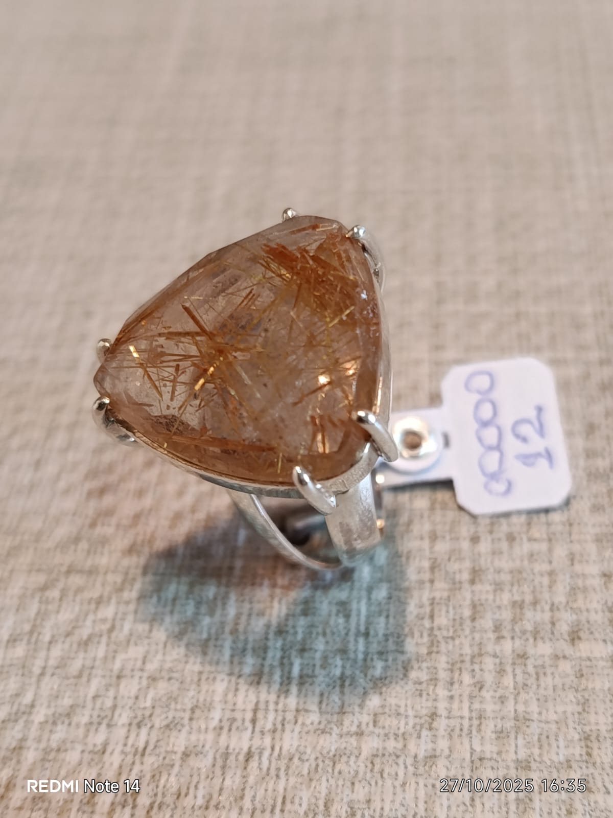 Anel cristal rutilado natural