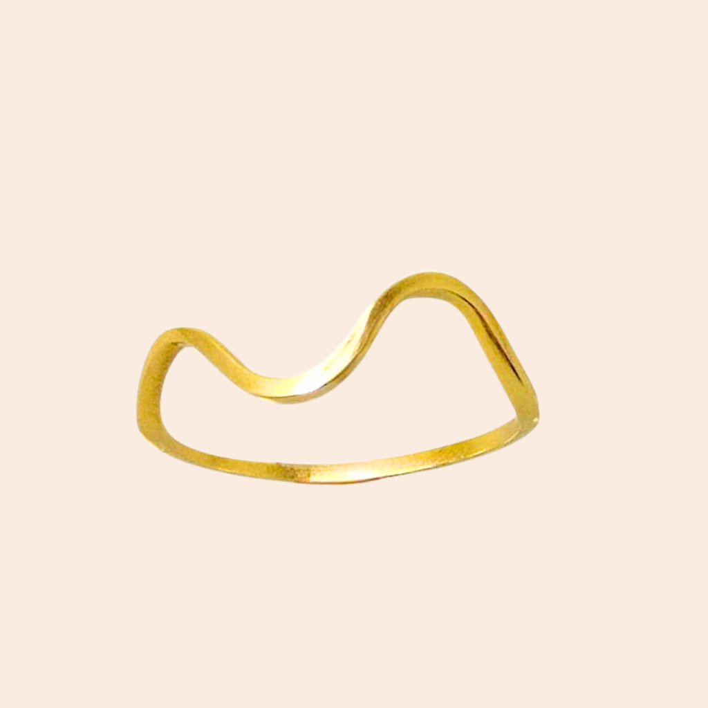 Anel Geométrico (Onda) Ouro Amarelo 18K