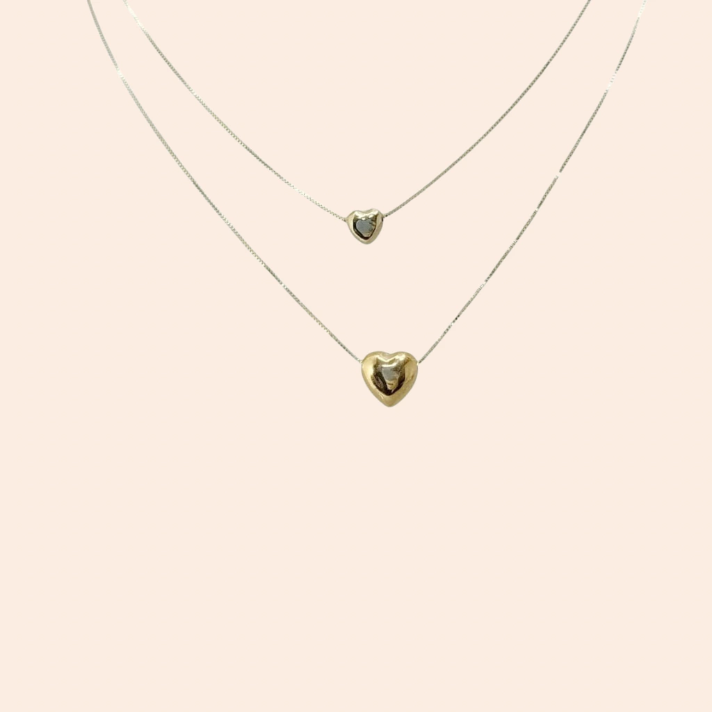 Gargantilha Dupla Com Corações