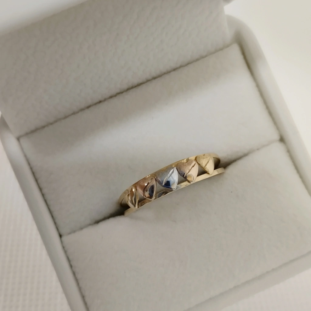 Anel de Coração 3 Ouros 18K