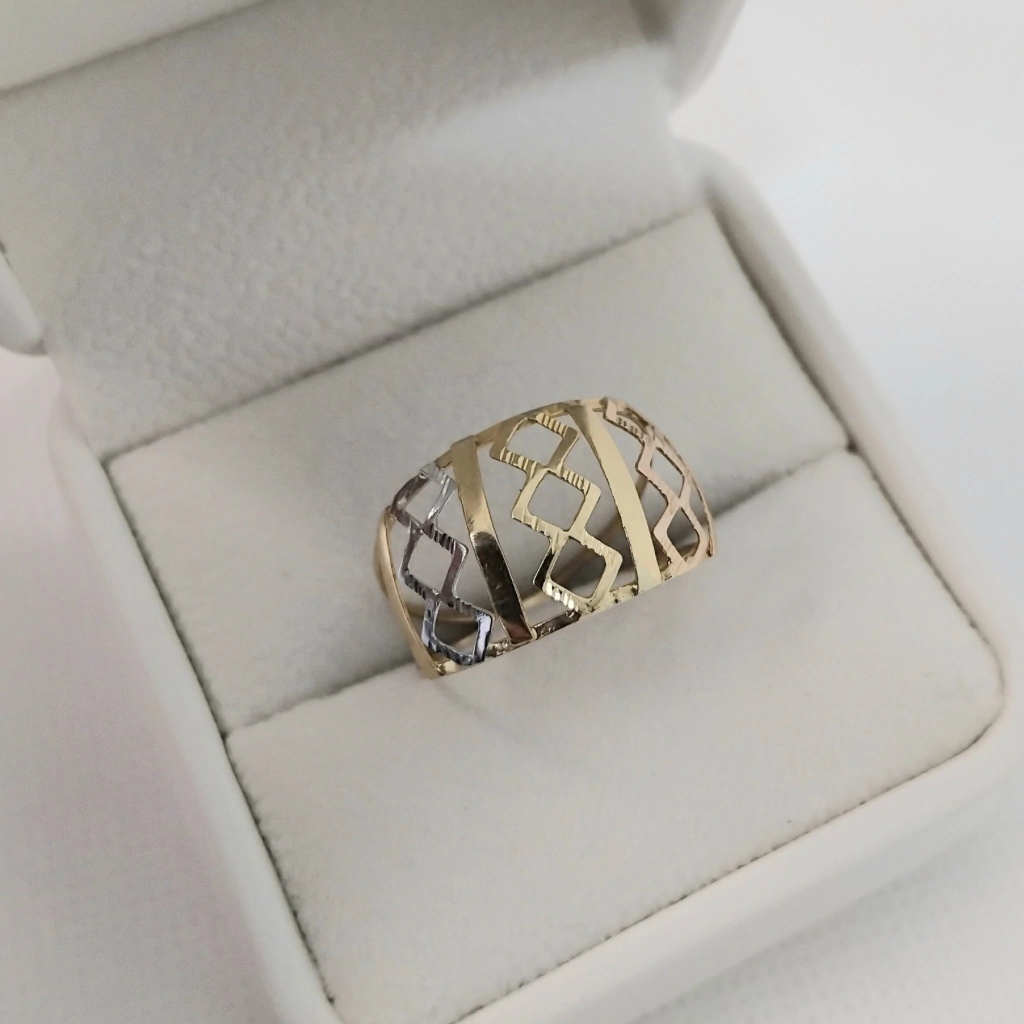 Anel Vazado 3 Ouros 18K