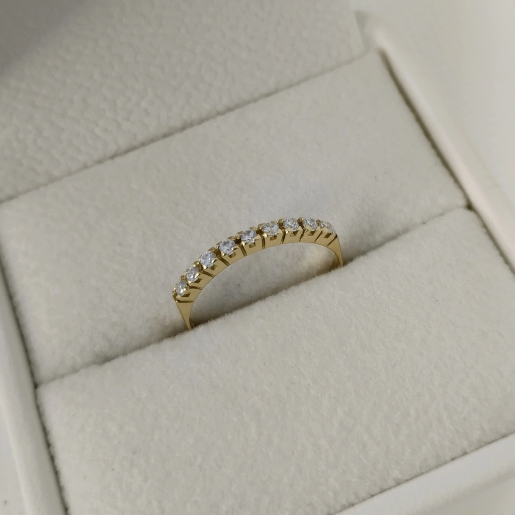 Meia Aliança Zircônia Ouro Amarelo 18K