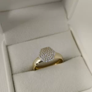 Anel Chuveiro Cestavado com Zircônia Ouro 18K