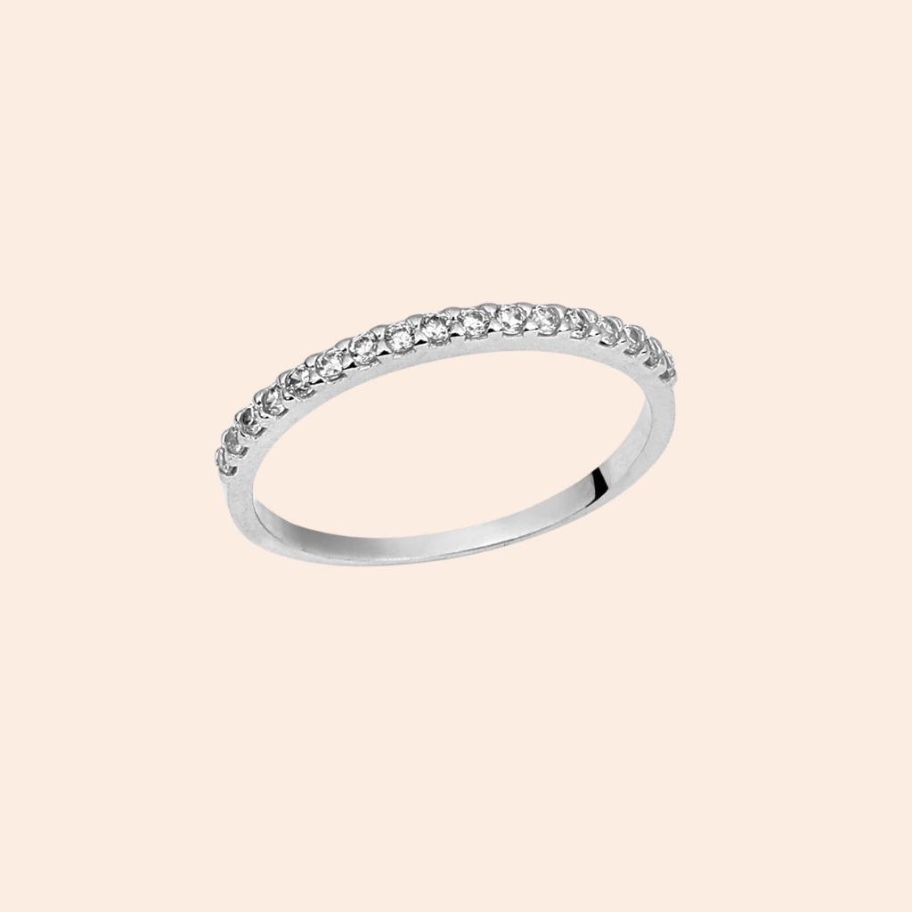 Meia Aliança em Prata Fileira