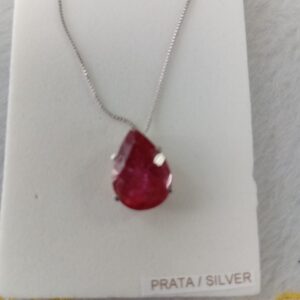 Pingente de turmalina rosa em prata 925